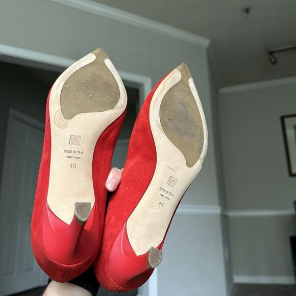 M.M. Lafleur The Lillian Pump - Italian Suede Red Heels Women’s EU 40 US 9/9.5 - Picture 6 of 14